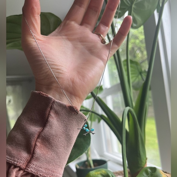 Sterling Silver Turquoise Roadrunner Necklace - Picture 3 of 3